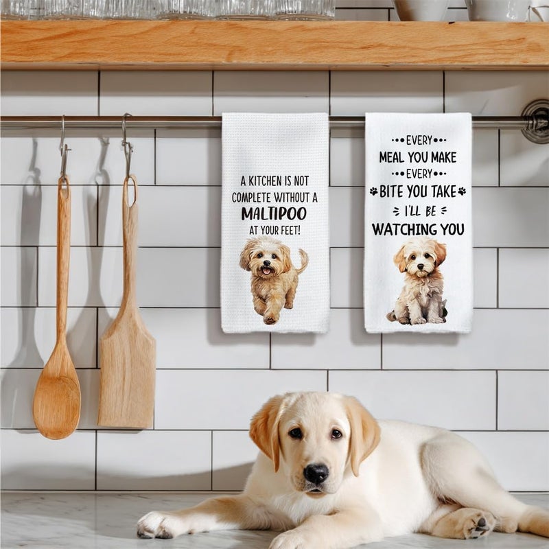 Tzhim Maltipoo Dog Kitchen Towels, Maltipoo Gifts Hand Towels, Gifts for MaltipooLovers Dish Towels Dishcloths Tea Towels for Kitchen, Dog Mom Gift, DogKitchen Bathroom Decor, 16x24 Inch - Image 5